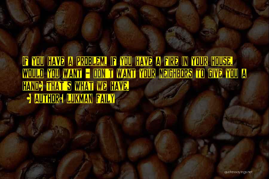 Lukman Faily Quotes: If You Have A Problem, If You Have A Fire In Your House, Would You Want - Don't Want Your