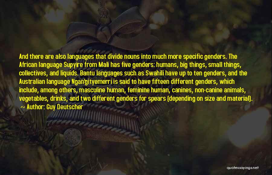 Guy Deutscher Quotes: And There Are Also Languages That Divide Nouns Into Much More Specific Genders. The African Language Supyire From Mali Has