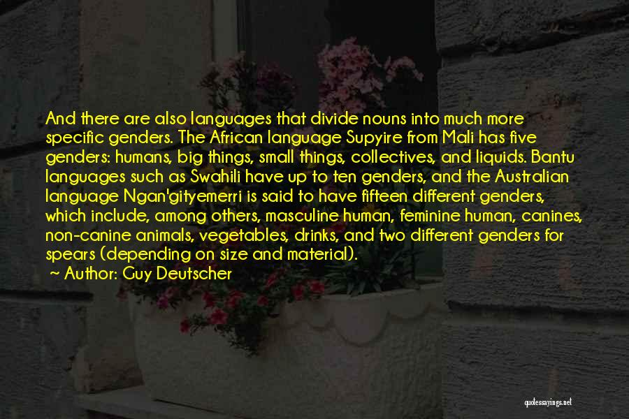 Guy Deutscher Quotes: And There Are Also Languages That Divide Nouns Into Much More Specific Genders. The African Language Supyire From Mali Has