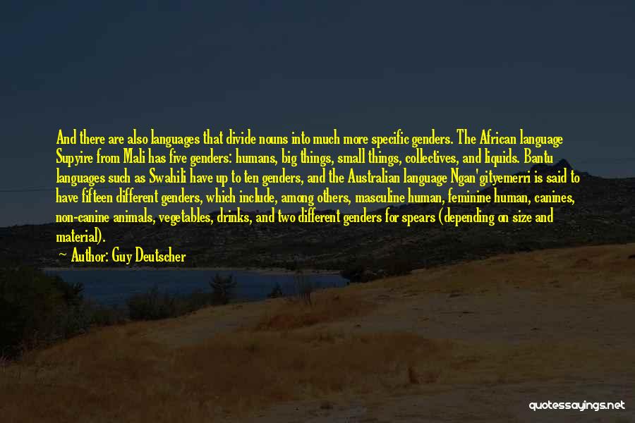 Guy Deutscher Quotes: And There Are Also Languages That Divide Nouns Into Much More Specific Genders. The African Language Supyire From Mali Has