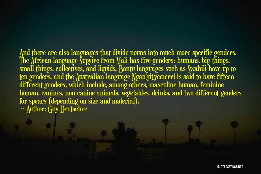 Guy Deutscher Quotes: And There Are Also Languages That Divide Nouns Into Much More Specific Genders. The African Language Supyire From Mali Has