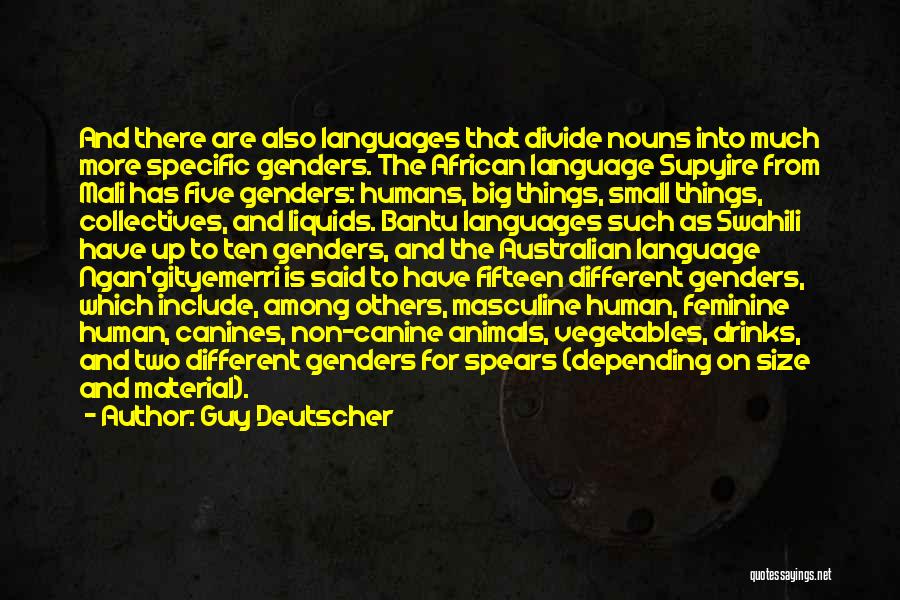 Guy Deutscher Quotes: And There Are Also Languages That Divide Nouns Into Much More Specific Genders. The African Language Supyire From Mali Has