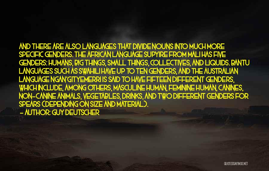 Guy Deutscher Quotes: And There Are Also Languages That Divide Nouns Into Much More Specific Genders. The African Language Supyire From Mali Has