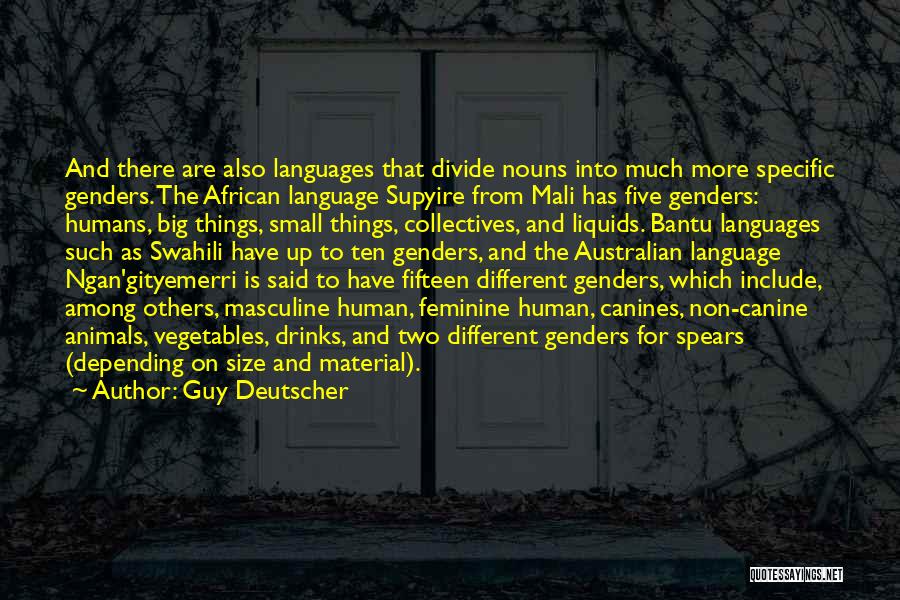 Guy Deutscher Quotes: And There Are Also Languages That Divide Nouns Into Much More Specific Genders. The African Language Supyire From Mali Has