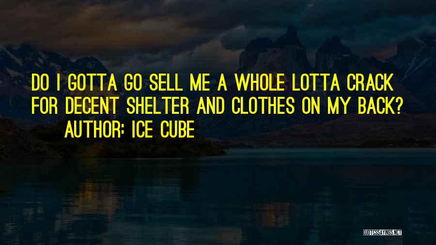 Ice Cube Quotes: Do I Gotta Go Sell Me A Whole Lotta Crack For Decent Shelter And Clothes On My Back?