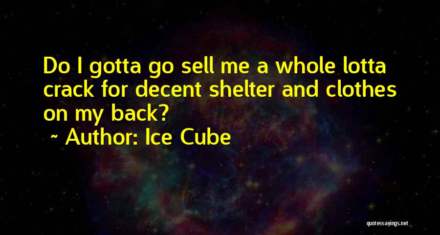 Ice Cube Quotes: Do I Gotta Go Sell Me A Whole Lotta Crack For Decent Shelter And Clothes On My Back?