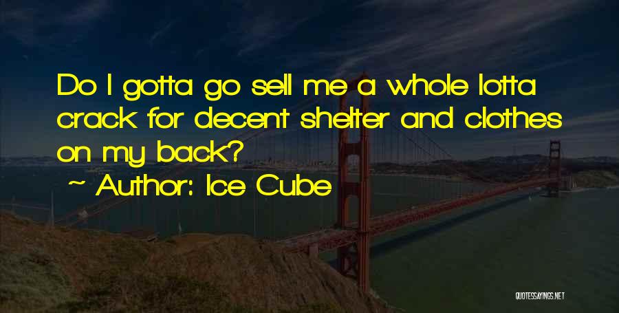 Ice Cube Quotes: Do I Gotta Go Sell Me A Whole Lotta Crack For Decent Shelter And Clothes On My Back?