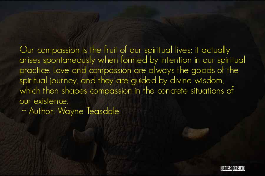 Wayne Teasdale Quotes: Our Compassion Is The Fruit Of Our Spiritual Lives; It Actually Arises Spontaneously When Formed By Intention In Our Spiritual
