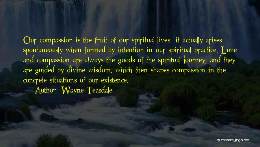 Wayne Teasdale Quotes: Our Compassion Is The Fruit Of Our Spiritual Lives; It Actually Arises Spontaneously When Formed By Intention In Our Spiritual