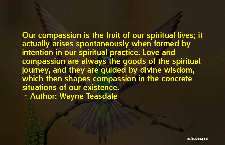 Wayne Teasdale Quotes: Our Compassion Is The Fruit Of Our Spiritual Lives; It Actually Arises Spontaneously When Formed By Intention In Our Spiritual