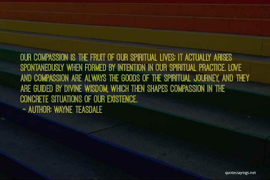 Wayne Teasdale Quotes: Our Compassion Is The Fruit Of Our Spiritual Lives; It Actually Arises Spontaneously When Formed By Intention In Our Spiritual