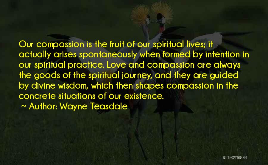 Wayne Teasdale Quotes: Our Compassion Is The Fruit Of Our Spiritual Lives; It Actually Arises Spontaneously When Formed By Intention In Our Spiritual