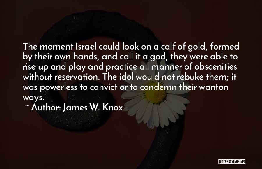 James W. Knox Quotes: The Moment Israel Could Look On A Calf Of Gold, Formed By Their Own Hands, And Call It A God,