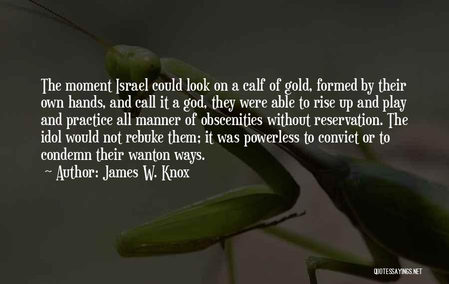 James W. Knox Quotes: The Moment Israel Could Look On A Calf Of Gold, Formed By Their Own Hands, And Call It A God,