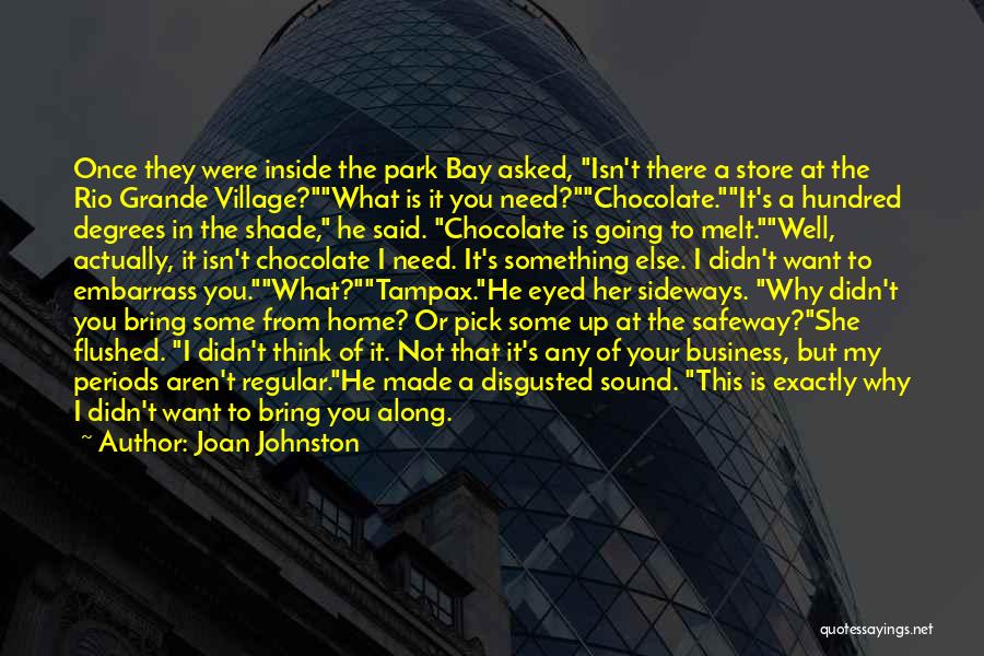 Joan Johnston Quotes: Once They Were Inside The Park Bay Asked, Isn't There A Store At The Rio Grande Village?what Is It You