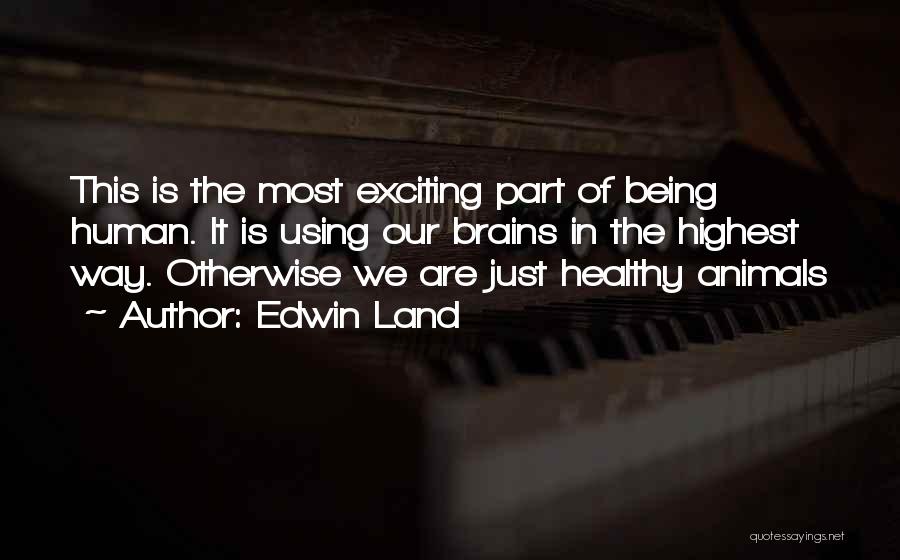 Edwin Land Quotes: This Is The Most Exciting Part Of Being Human. It Is Using Our Brains In The Highest Way. Otherwise We