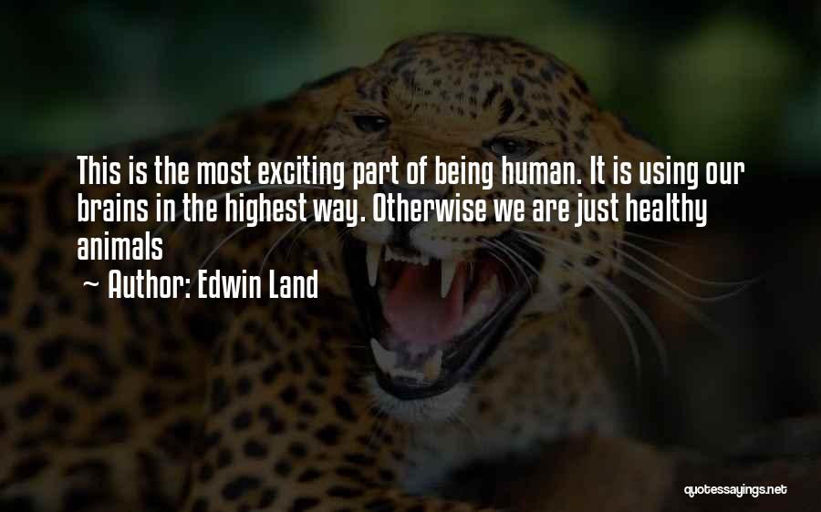 Edwin Land Quotes: This Is The Most Exciting Part Of Being Human. It Is Using Our Brains In The Highest Way. Otherwise We