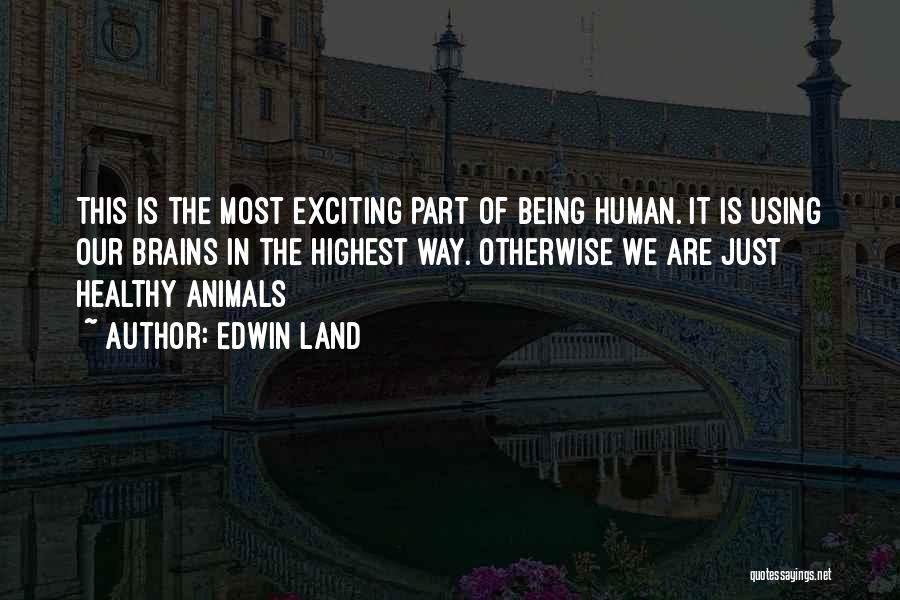 Edwin Land Quotes: This Is The Most Exciting Part Of Being Human. It Is Using Our Brains In The Highest Way. Otherwise We