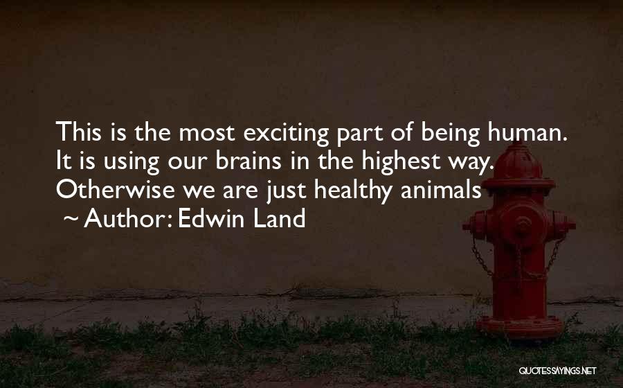 Edwin Land Quotes: This Is The Most Exciting Part Of Being Human. It Is Using Our Brains In The Highest Way. Otherwise We