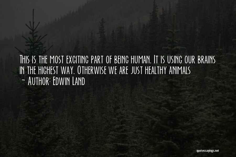 Edwin Land Quotes: This Is The Most Exciting Part Of Being Human. It Is Using Our Brains In The Highest Way. Otherwise We