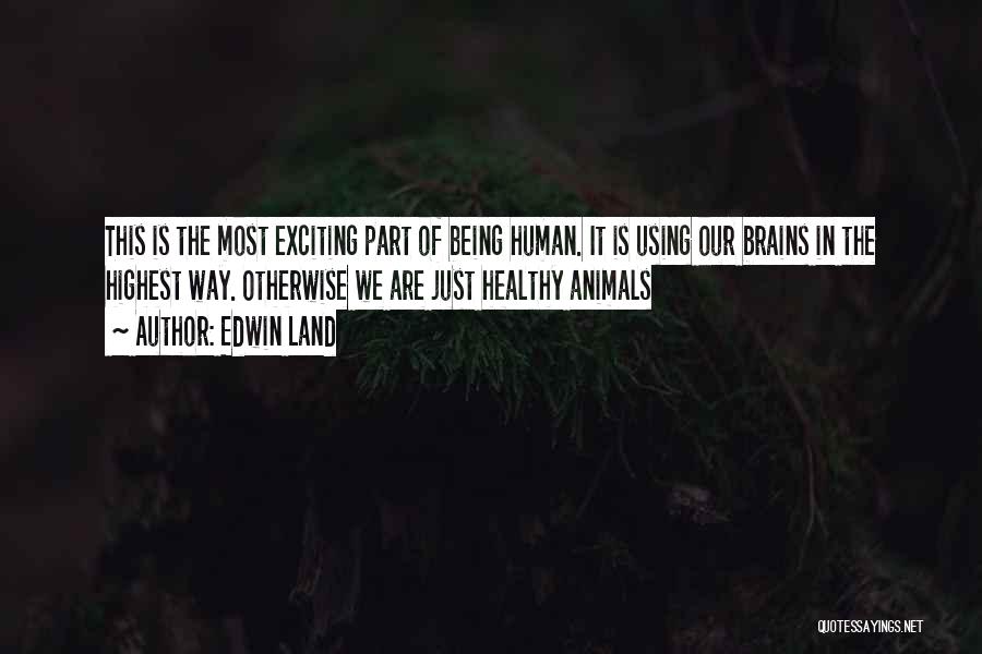 Edwin Land Quotes: This Is The Most Exciting Part Of Being Human. It Is Using Our Brains In The Highest Way. Otherwise We