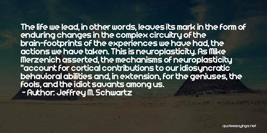 Jeffrey M. Schwartz Quotes: The Life We Lead, In Other Words, Leaves Its Mark In The Form Of Enduring Changes In The Complex Circuitry