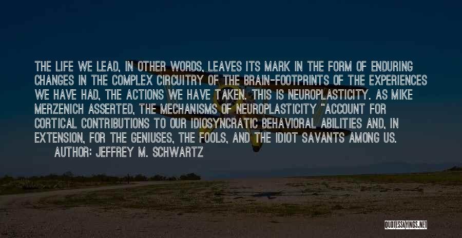 Jeffrey M. Schwartz Quotes: The Life We Lead, In Other Words, Leaves Its Mark In The Form Of Enduring Changes In The Complex Circuitry