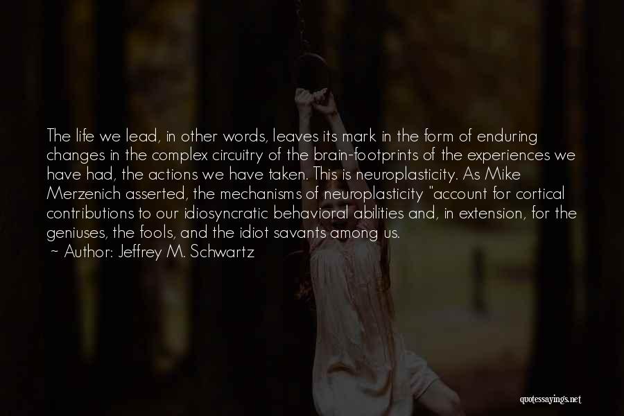 Jeffrey M. Schwartz Quotes: The Life We Lead, In Other Words, Leaves Its Mark In The Form Of Enduring Changes In The Complex Circuitry