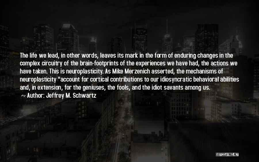 Jeffrey M. Schwartz Quotes: The Life We Lead, In Other Words, Leaves Its Mark In The Form Of Enduring Changes In The Complex Circuitry
