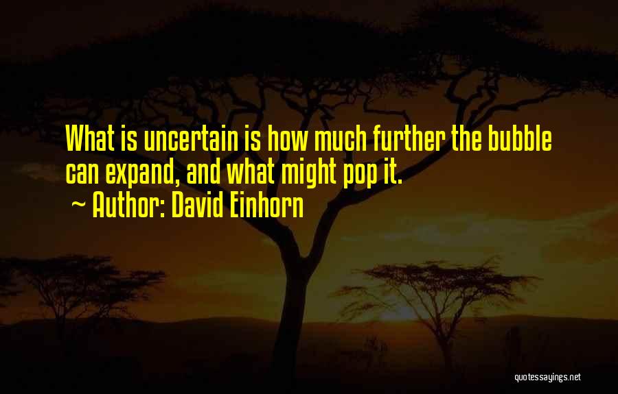 David Einhorn Quotes: What Is Uncertain Is How Much Further The Bubble Can Expand, And What Might Pop It.