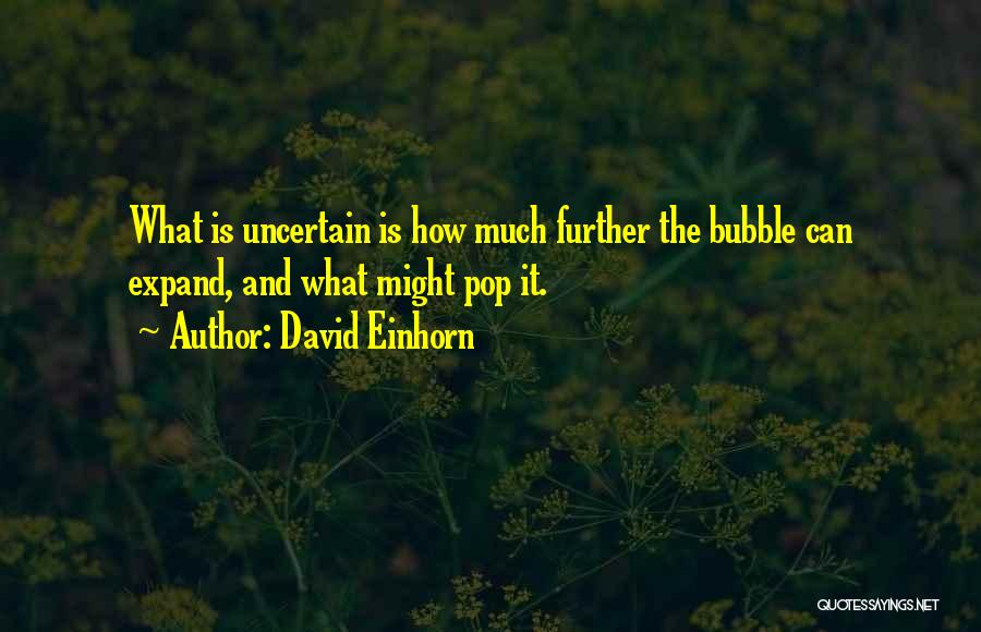 David Einhorn Quotes: What Is Uncertain Is How Much Further The Bubble Can Expand, And What Might Pop It.