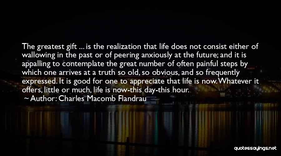 Charles Macomb Flandrau Quotes: The Greatest Gift ... Is The Realization That Life Does Not Consist Either Of Wallowing In The Past Or Of