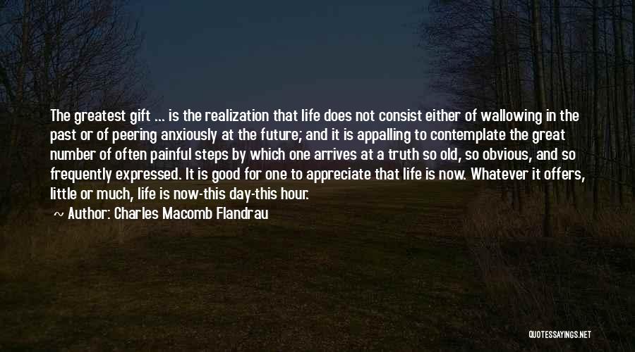 Charles Macomb Flandrau Quotes: The Greatest Gift ... Is The Realization That Life Does Not Consist Either Of Wallowing In The Past Or Of