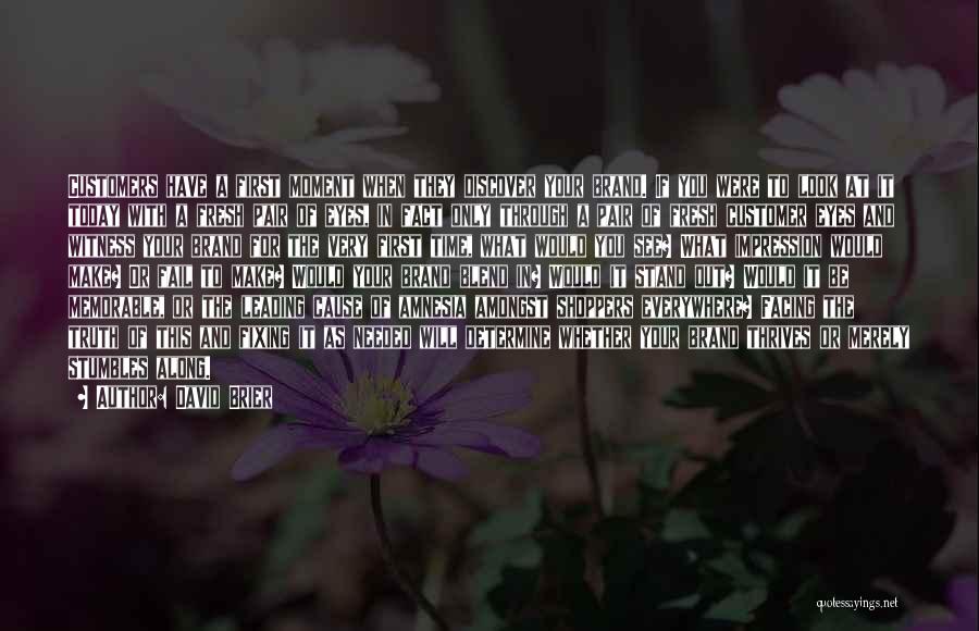 David Brier Quotes: Customers Have A First Moment When They Discover Your Brand. If You Were To Look At It Today With A