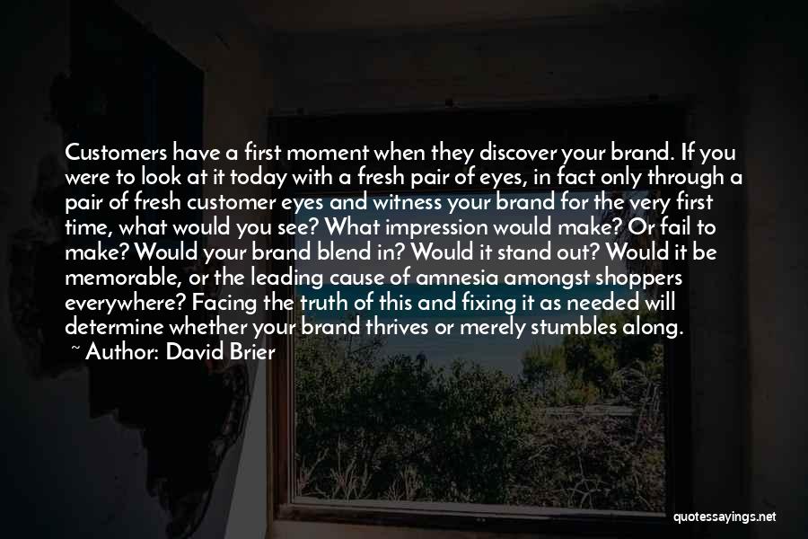 David Brier Quotes: Customers Have A First Moment When They Discover Your Brand. If You Were To Look At It Today With A