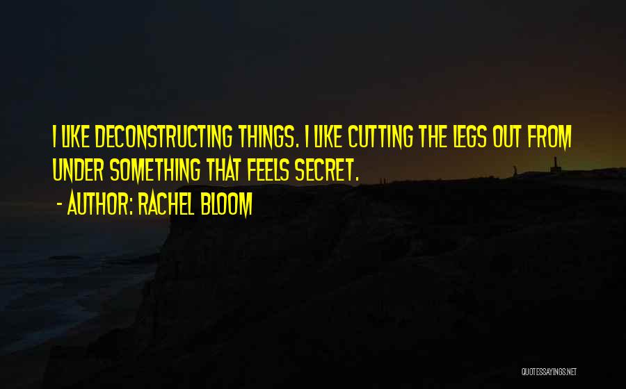 Rachel Bloom Quotes: I Like Deconstructing Things. I Like Cutting The Legs Out From Under Something That Feels Secret.