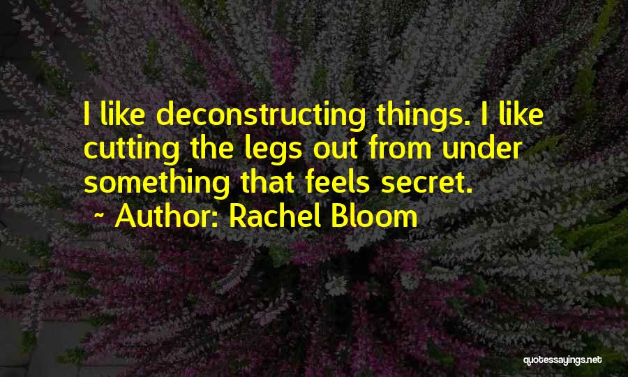 Rachel Bloom Quotes: I Like Deconstructing Things. I Like Cutting The Legs Out From Under Something That Feels Secret.