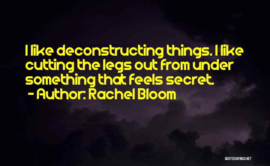 Rachel Bloom Quotes: I Like Deconstructing Things. I Like Cutting The Legs Out From Under Something That Feels Secret.