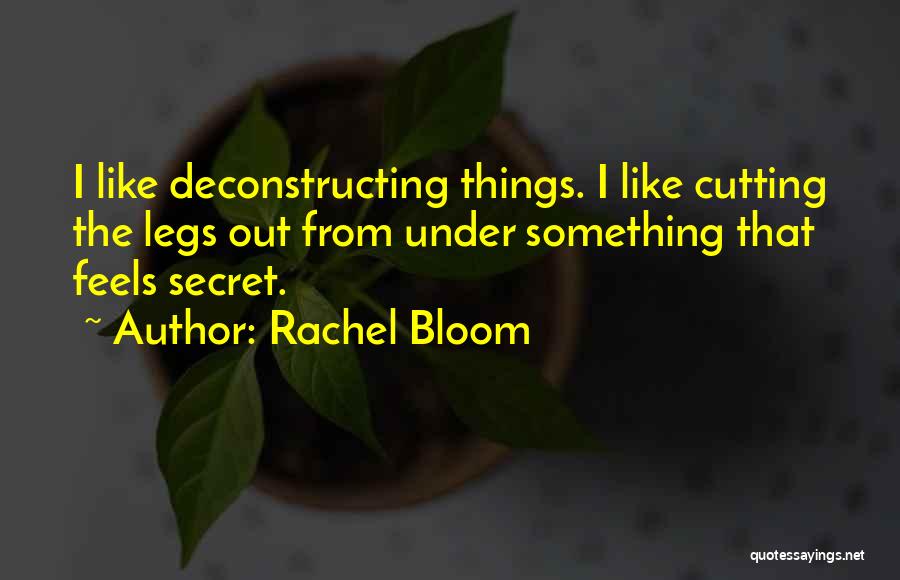 Rachel Bloom Quotes: I Like Deconstructing Things. I Like Cutting The Legs Out From Under Something That Feels Secret.