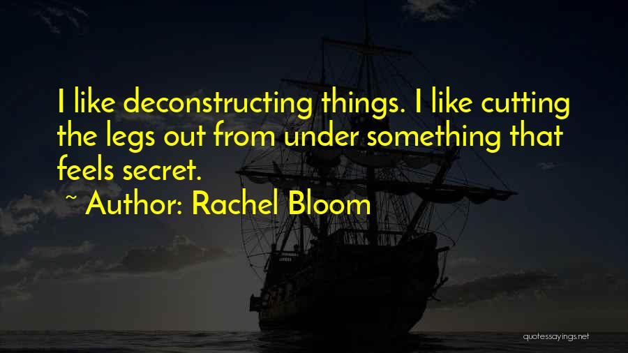 Rachel Bloom Quotes: I Like Deconstructing Things. I Like Cutting The Legs Out From Under Something That Feels Secret.