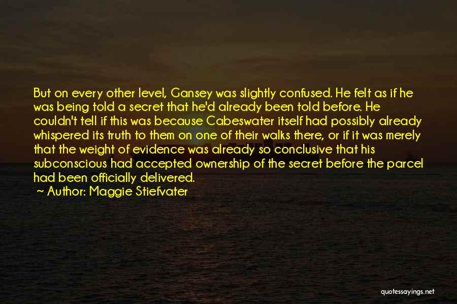 Maggie Stiefvater Quotes: But On Every Other Level, Gansey Was Slightly Confused. He Felt As If He Was Being Told A Secret That