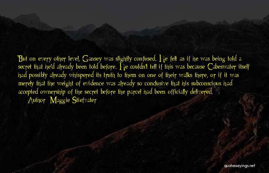 Maggie Stiefvater Quotes: But On Every Other Level, Gansey Was Slightly Confused. He Felt As If He Was Being Told A Secret That