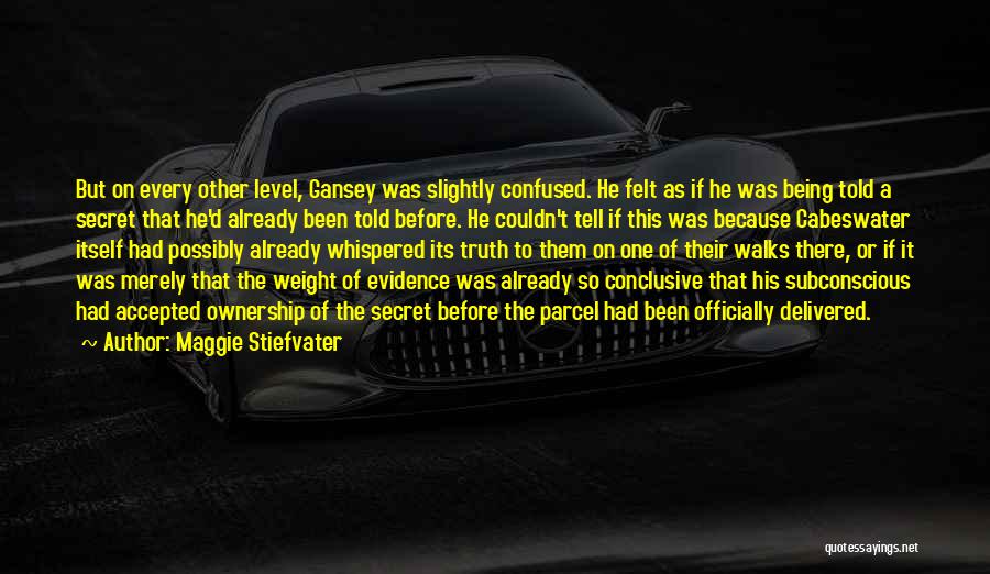 Maggie Stiefvater Quotes: But On Every Other Level, Gansey Was Slightly Confused. He Felt As If He Was Being Told A Secret That