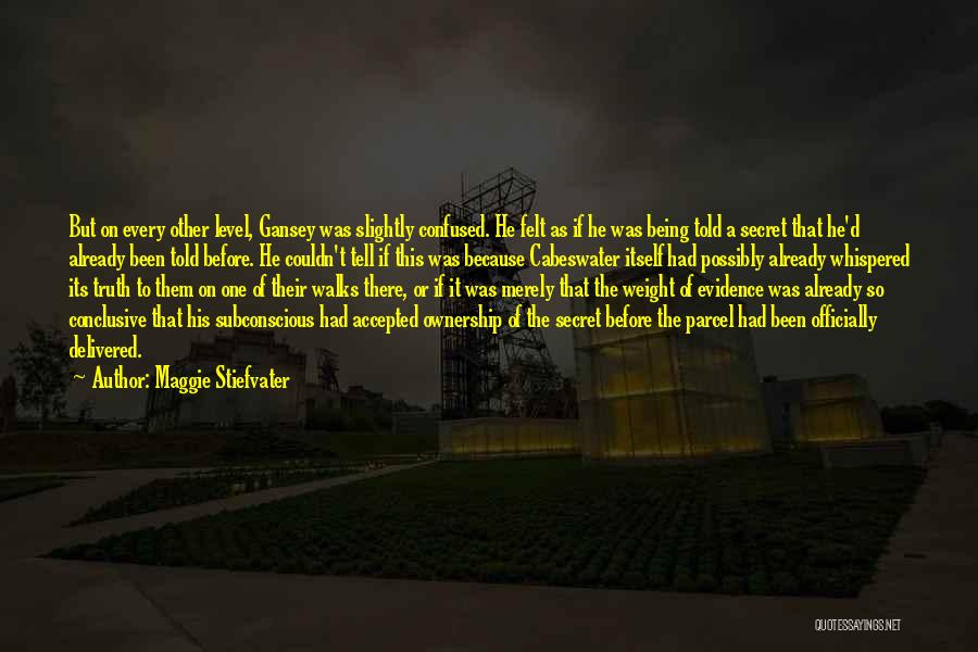 Maggie Stiefvater Quotes: But On Every Other Level, Gansey Was Slightly Confused. He Felt As If He Was Being Told A Secret That