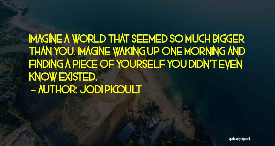 Jodi Picoult Quotes: Imagine A World That Seemed So Much Bigger Than You. Imagine Waking Up One Morning And Finding A Piece Of