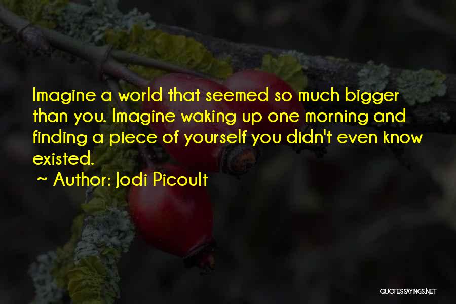 Jodi Picoult Quotes: Imagine A World That Seemed So Much Bigger Than You. Imagine Waking Up One Morning And Finding A Piece Of