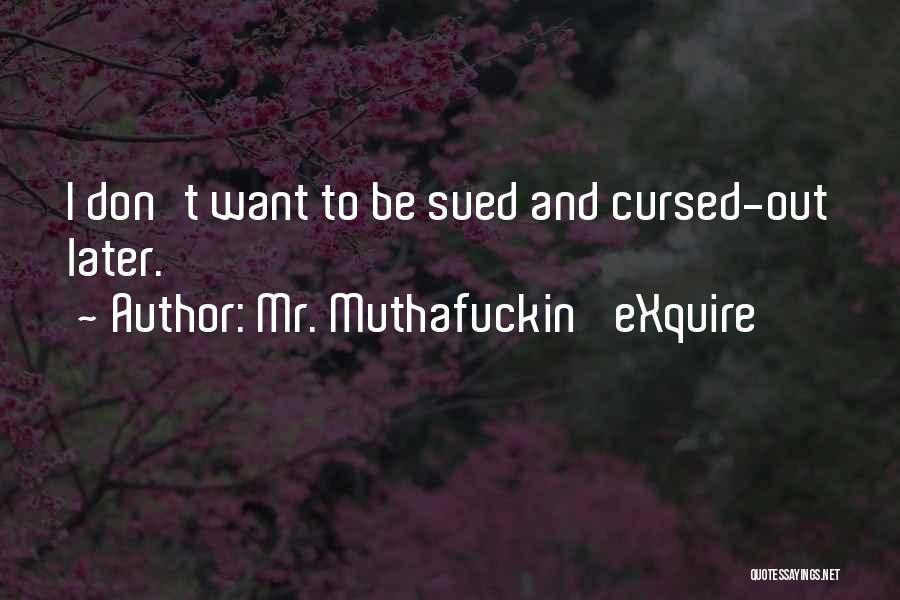 Mr. Muthafuckin' EXquire Quotes: I Don't Want To Be Sued And Cursed-out Later.