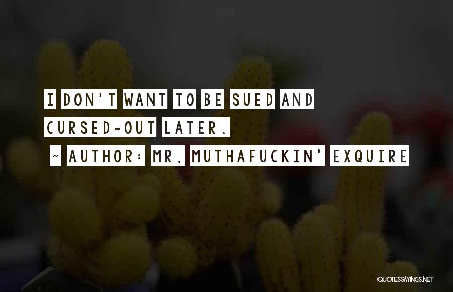 Mr. Muthafuckin' EXquire Quotes: I Don't Want To Be Sued And Cursed-out Later.