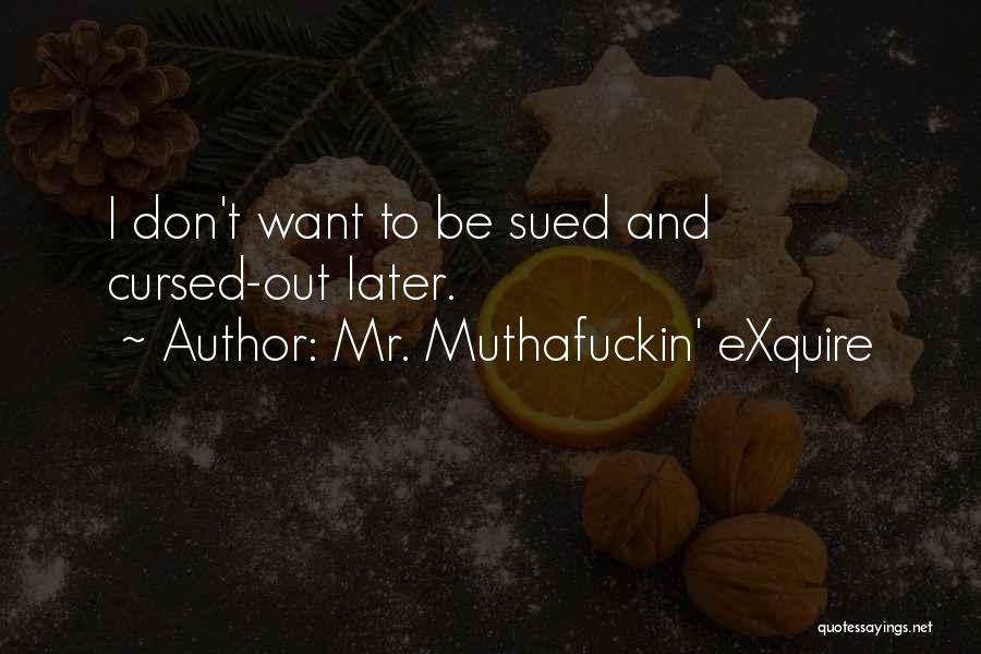 Mr. Muthafuckin' EXquire Quotes: I Don't Want To Be Sued And Cursed-out Later.