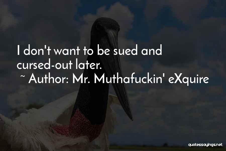 Mr. Muthafuckin' EXquire Quotes: I Don't Want To Be Sued And Cursed-out Later.